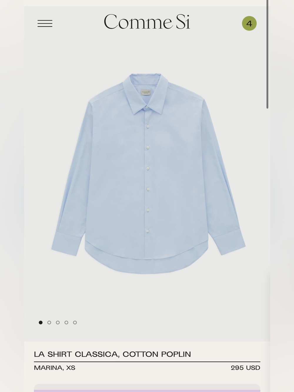 Comme Si La Shirt Classica, Cotton Poplin Button-Down Shirt - Light Blue Marina
